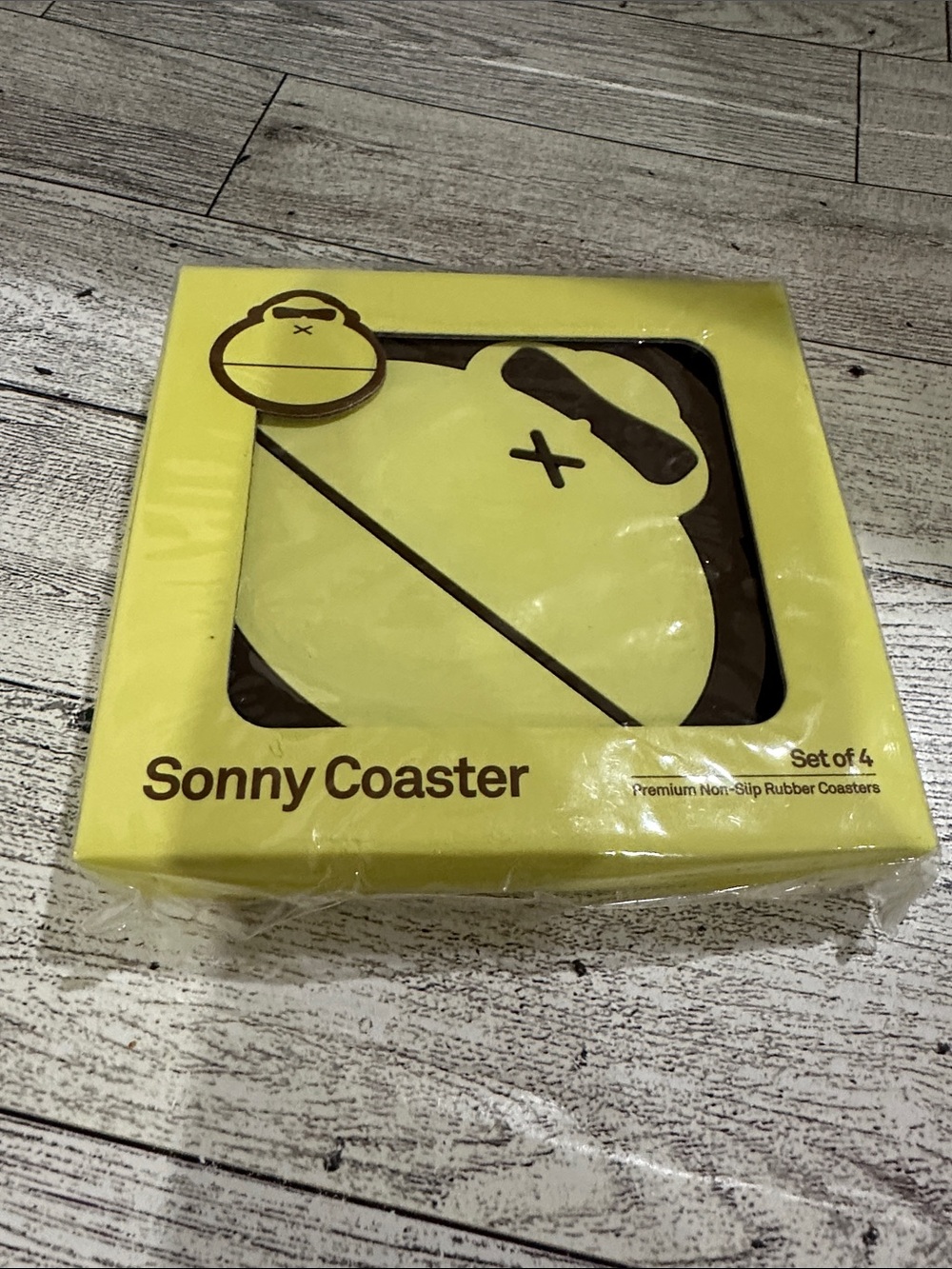 Sonny Coaster Pack — Yellow Non-Slip Rubber Drink Coasters (Set of 4)